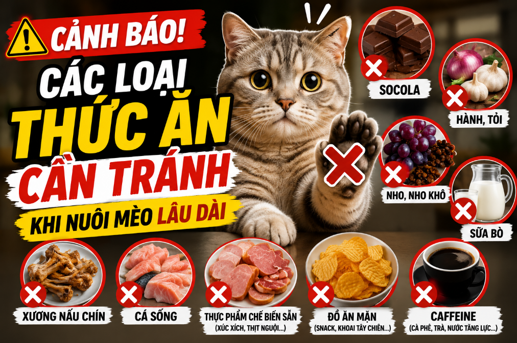 Gợi Ý Loại Thức Ăn Nên Tránh Khi Nuôi Mèo Lâu Dài