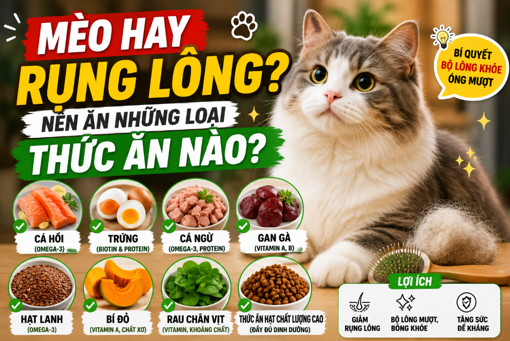 Mèo Hay Rụng Lông Nên Ăn Những Loại Thức Ăn Nào